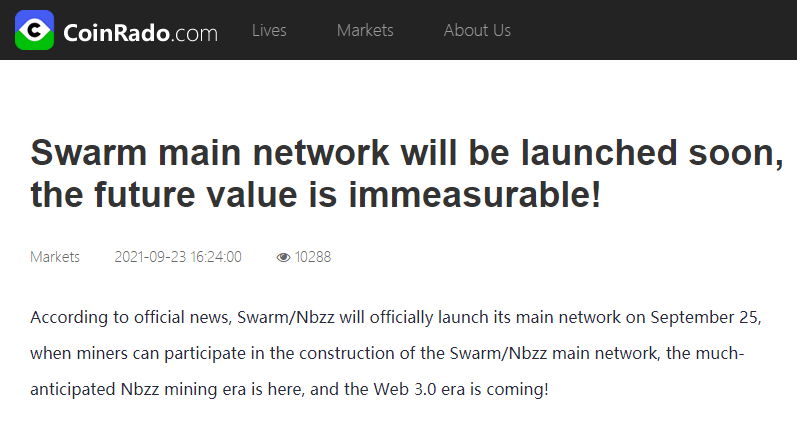 Swarm主网上线在即，未来价值不可估量！