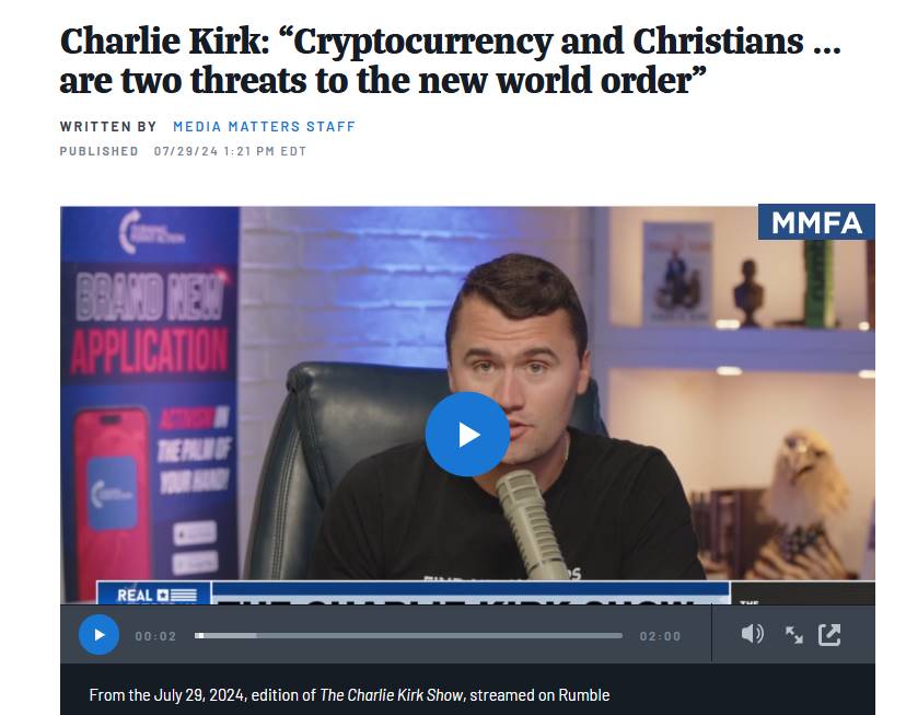 精选｜Charlie Kirk 遇刺身亡，美国失去了最会向年轻人推销比特币的人
